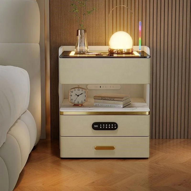 

Hot-selling modern bedside table with wireless charging bluetooth speaker bedside table bedroom furniture