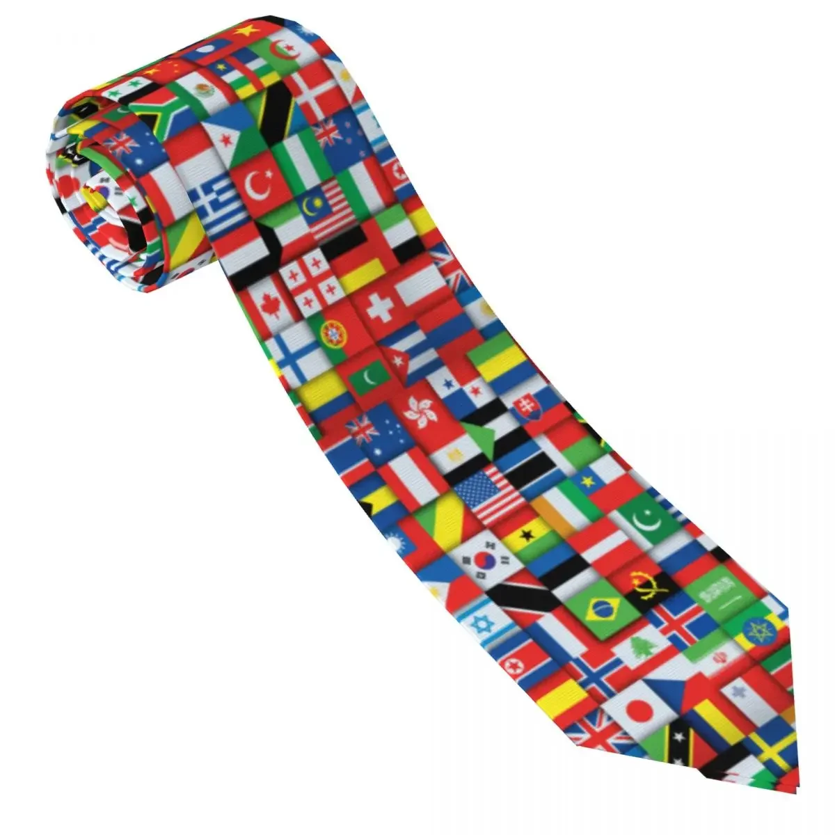 Mens Tie Classic Neckties Flags Of Various Countries Narrow Collar Slim Casual Tie Accessories Gift