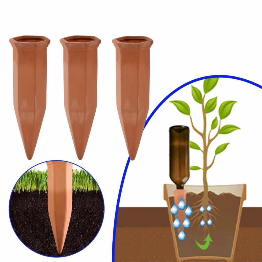 4PCS Automatic Terracotta Self Watering Spikes Wear-resistant Effort-saving Plant Drip Irrigation Device Handmade
