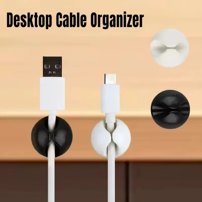 1/5/10/20PCS Rubber Data Cables Holder Protector Cable Mini Desktop Data Cable USB Type-C Organizer for Smartphones Car Clips