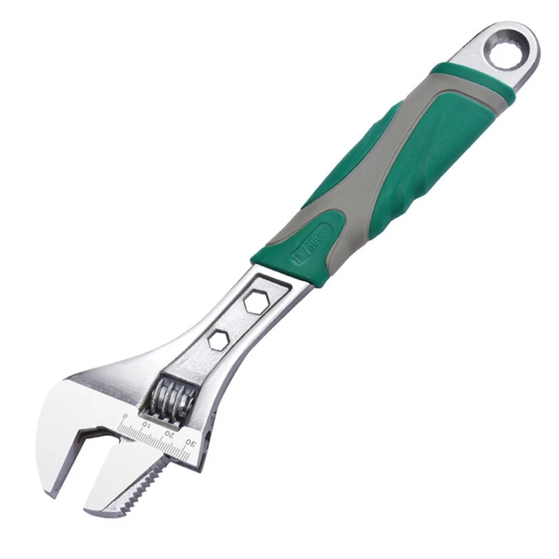 Multifunctional Adjustable Wrench With Large Opening Pipe Plastic Coated Non-Slip Handle