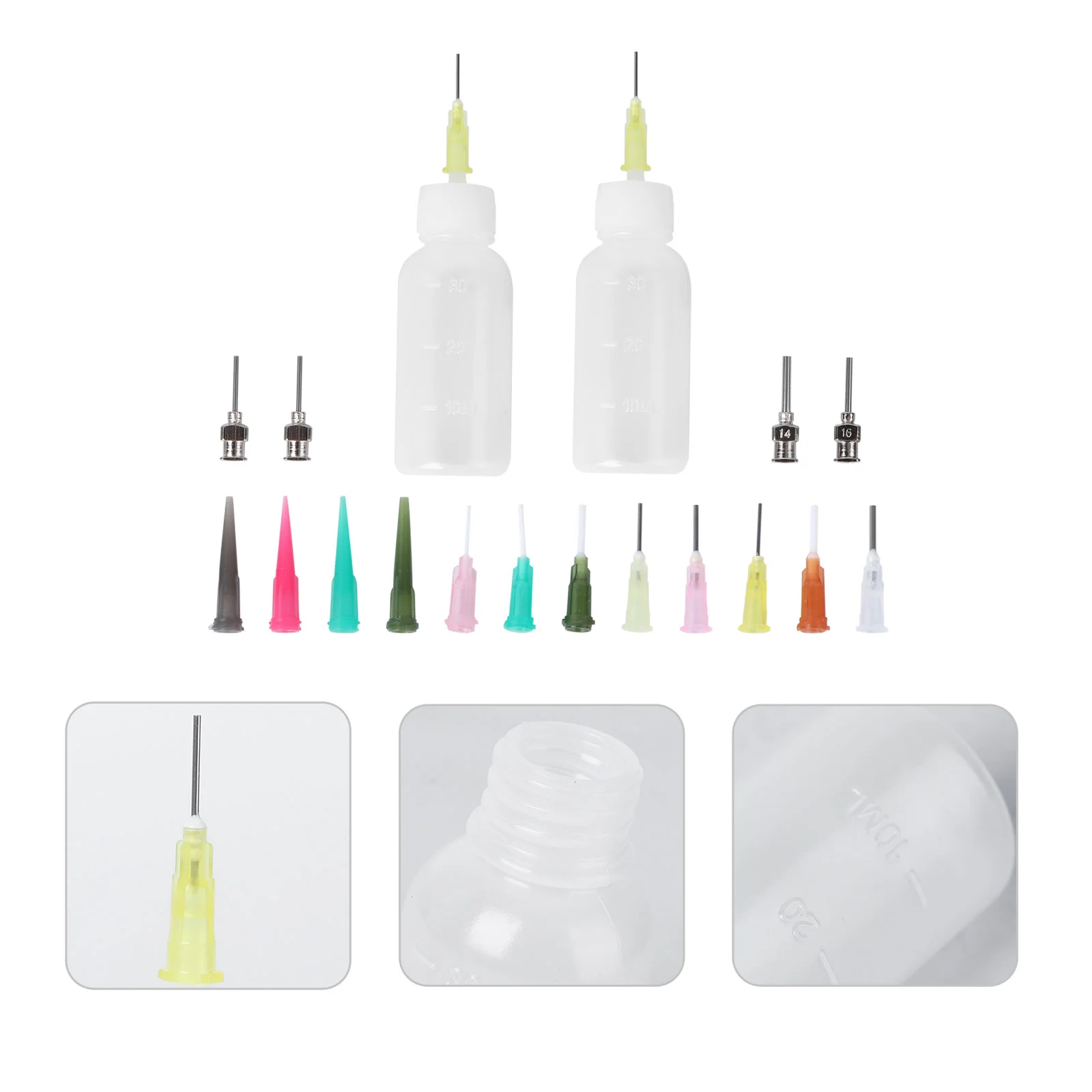 

18pcs Kit Applicator Bottles and Tips Needles Set Tattoos Plastic Bottle Needles Body Drawing Accessories