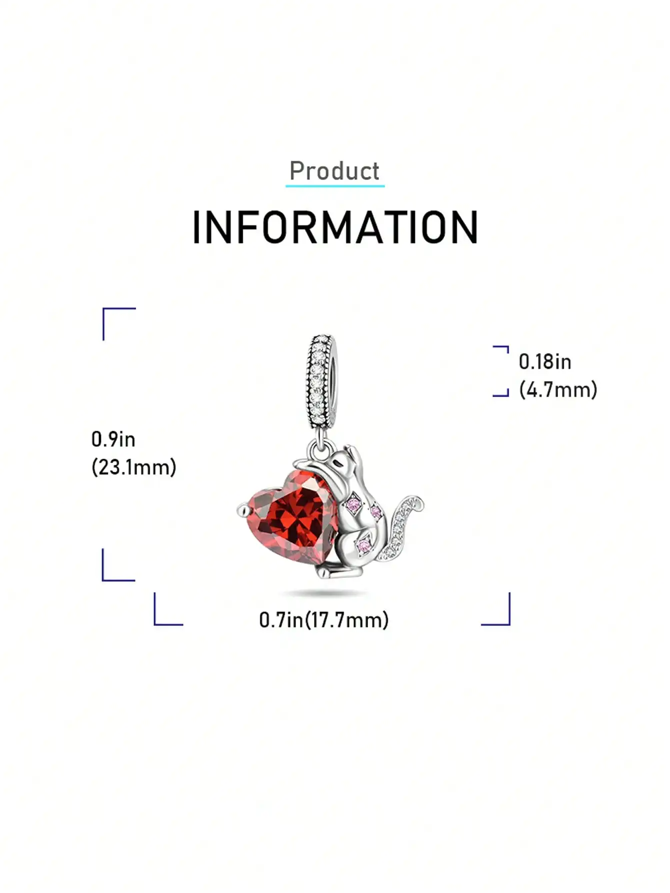 Charms Plata Valentine's Day RedHeart Gemstone Beads Silver Plated Fit Charms Original Bracelet for Jewelry Making DIY Charm