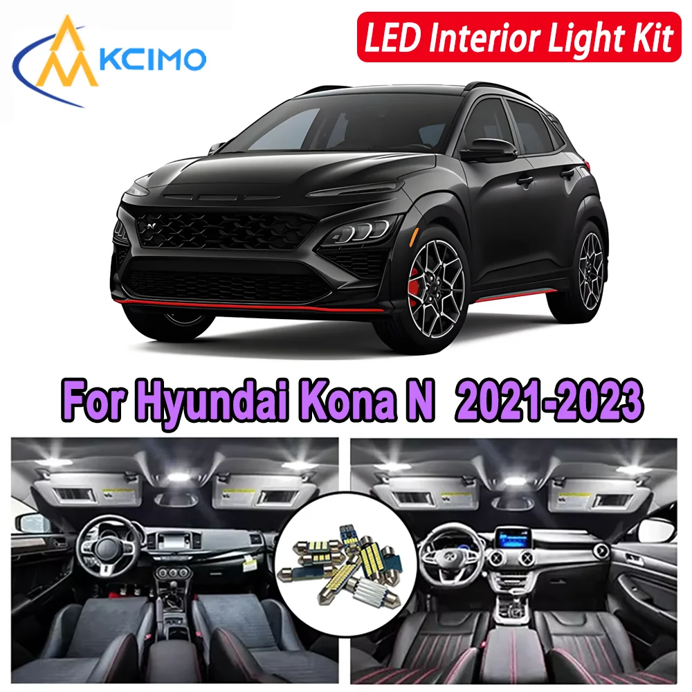 

Kcimo LED для Hyundai Kona N (2021-2023) Яркий светодиодный внутренний купол с картой, комплект освещения багажника, автомобильные светодиодные лампы, лампы Canbus, автомобильные светодиодные лампы