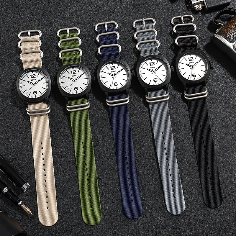 موضة كبيرة 45 مللي متر ساعة رجالي قابلة للتبديل مضفر حزام من النايلون مضيئة مقاوم للماء ساحة الرياضة ساعات المعصم Relogio Masculino