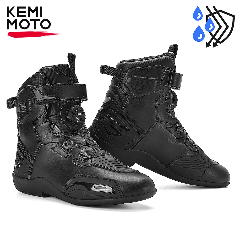 Motorcycle Riding Shoes Waterproof Short Boots for Men Comfortable Lining Ankle Protection Anti-Slip Motocross Off-Road Boots