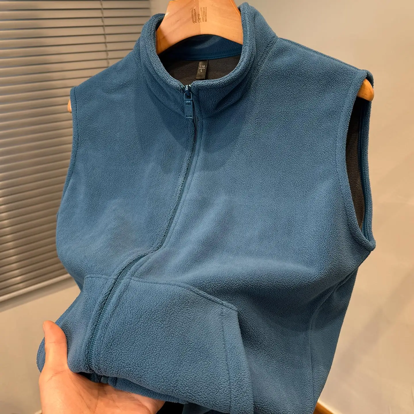 

Men's Double-Sided Fce Vest Autumn Winter Svel erpa Lined Warm Outerwear Stand Collar Fce Jaet Zipper Decoration