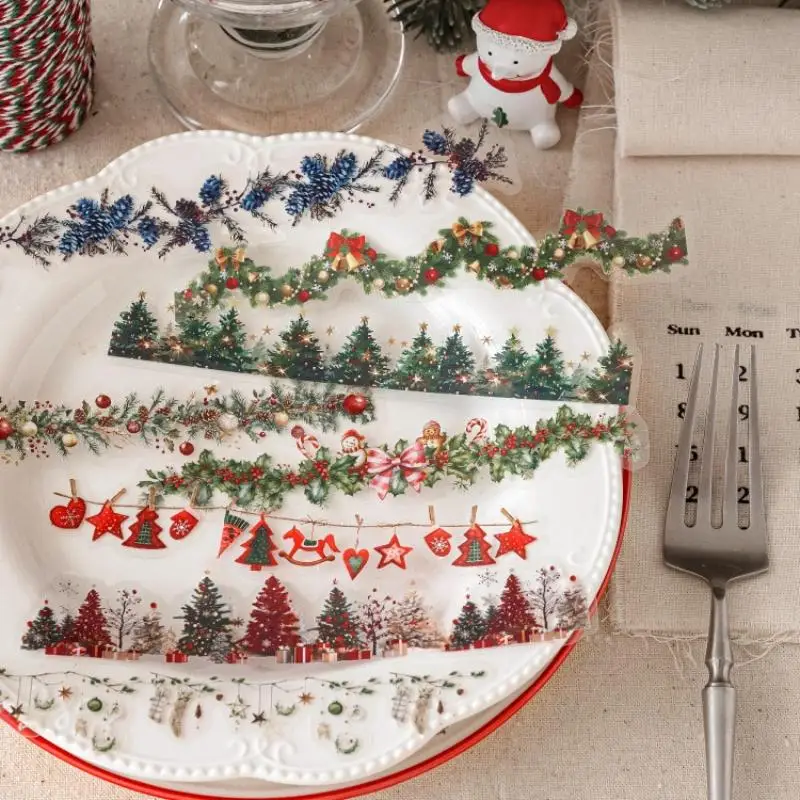 20/80 個かわいいクリスマス文具 PET ステッカー手持ち DIY シーン風景レトロクリスマス装飾クラフトステッカー