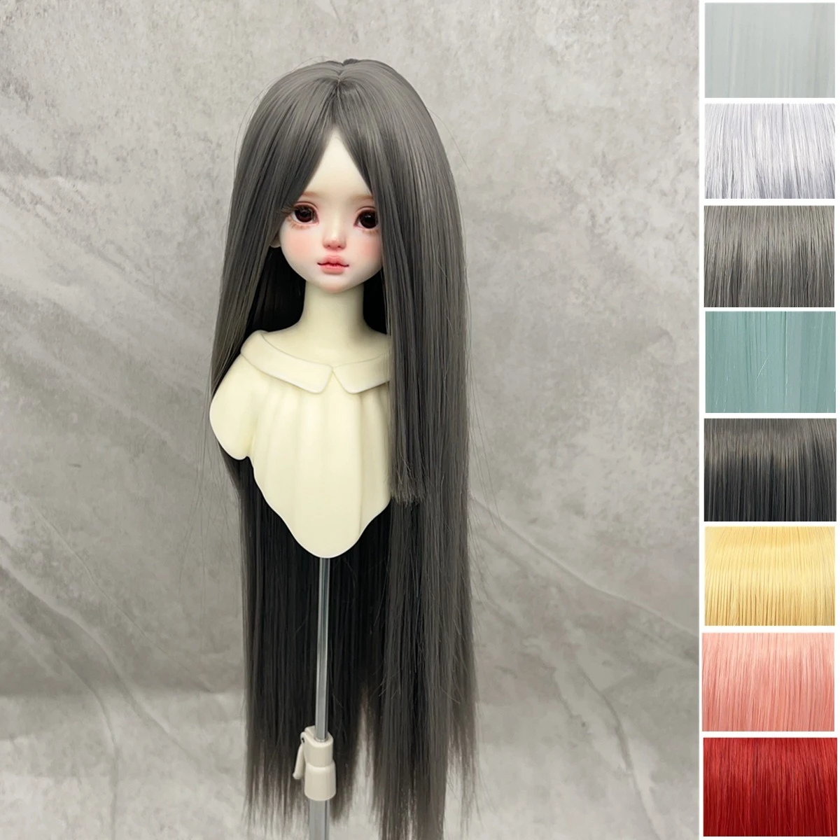 

Multi Color Long Long Curly Wig with Air Bangs 1/3 1/4 1/6 BJD Doll Hair Heat Resistant Silk Fit 15.5-23cm Head Circumference