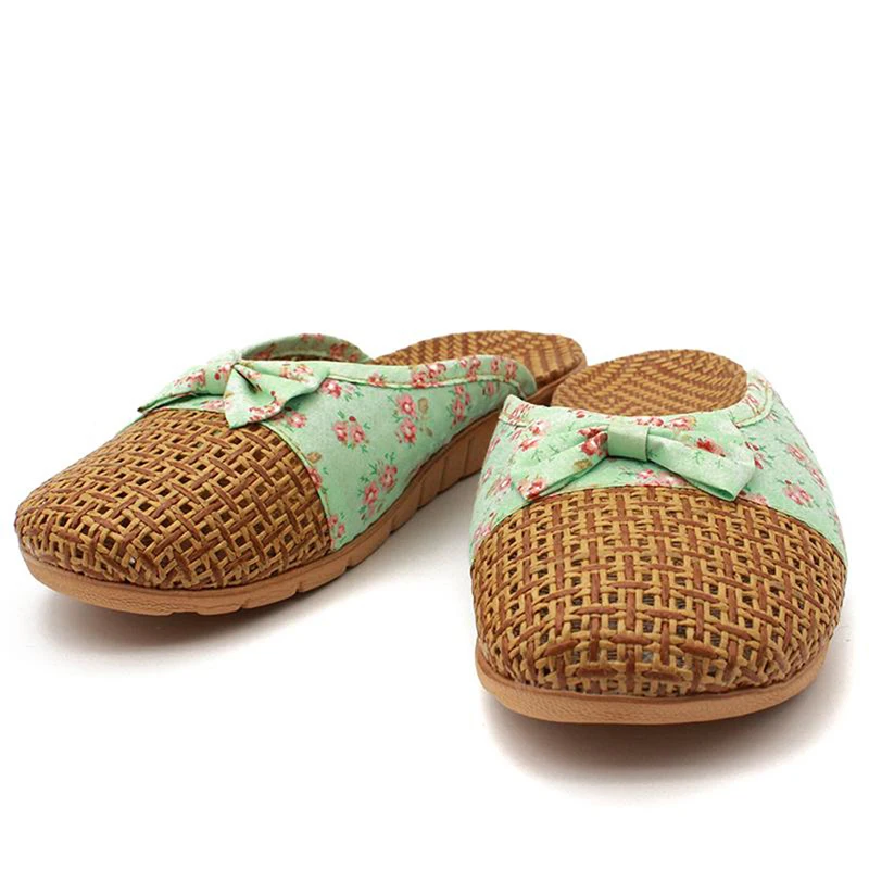 Summer Shose Women Slippers Beach Flip Flops Breathable Linen Flat Slippers Female Casual Flax Bow Ladies Slippers Sandals Shoes