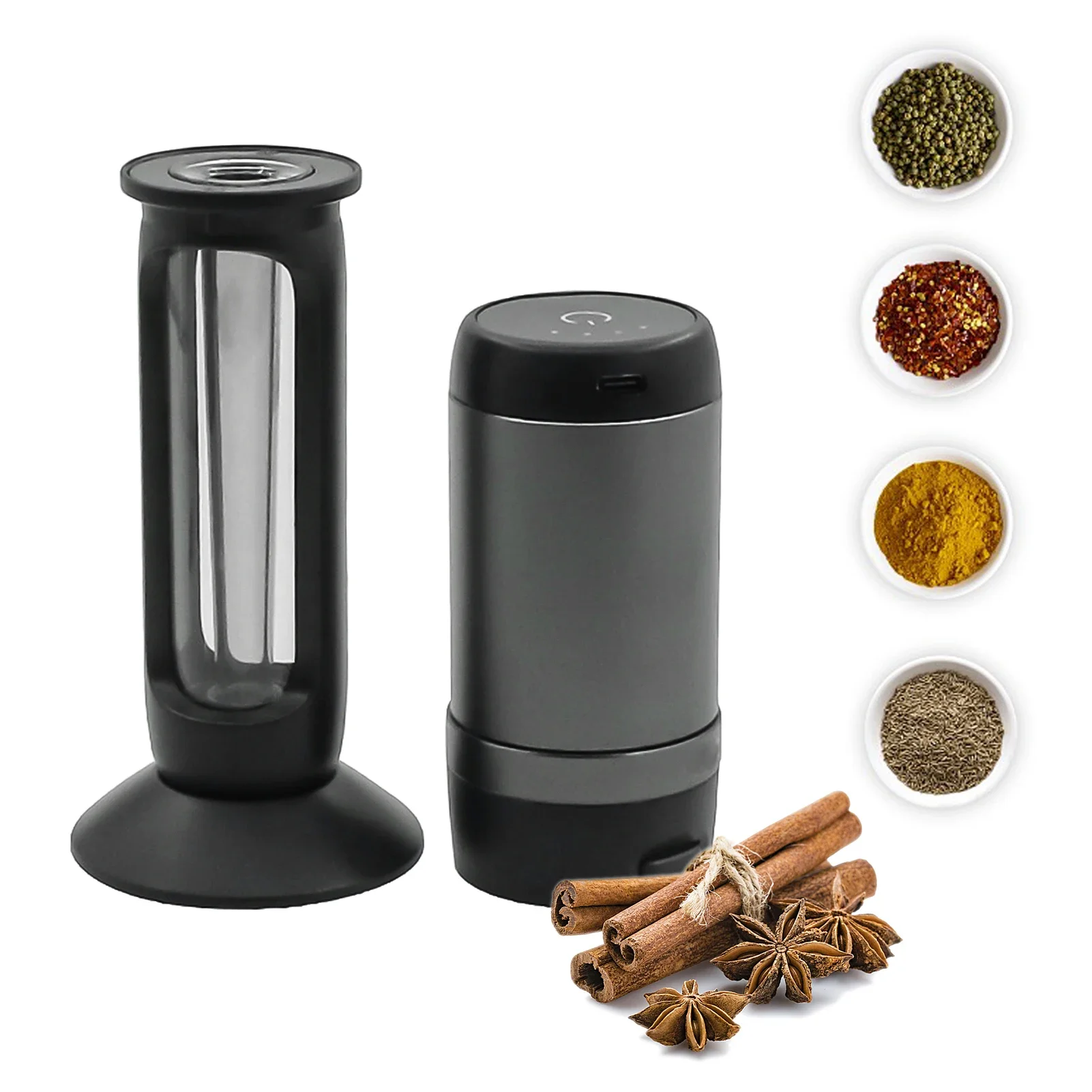 2 in1 Electric Dry Herb Grinder with Filling Tobacco Horn Tube /Cone 110mm Rolling Paper Crusher Grinders for Smoking Accessorie