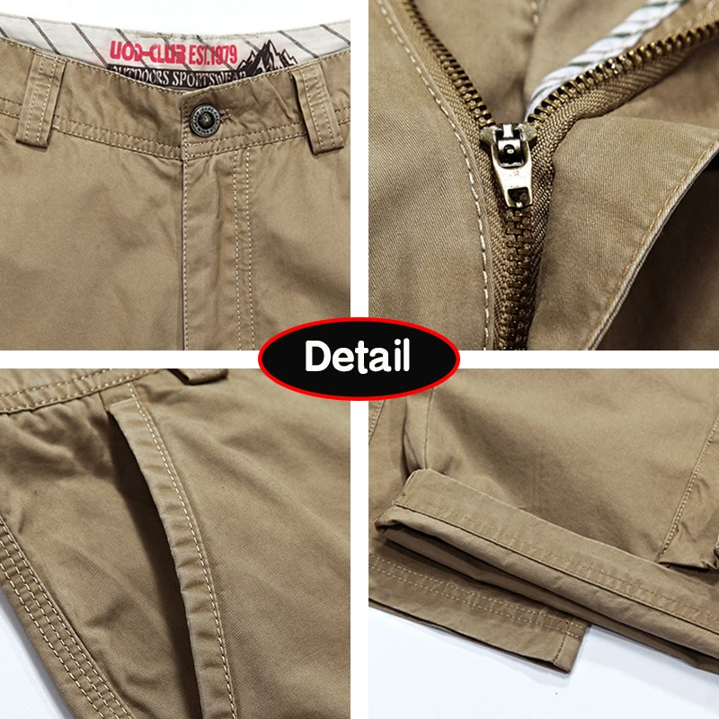Hots 2025 Men Summer Solid Color Cotton Cargo Straight Shorts Men Outdoor Leisure Button High-Quality Design Shorts Male Pants