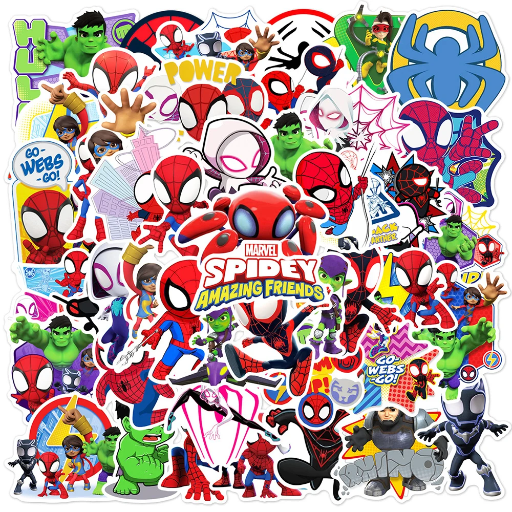 10/30/50pcs Disney Spider-Man and His Amazing Friends Stickers Cartoon Decals DIY Phone Laptop Skateboard Cool Kids Sticker Toys