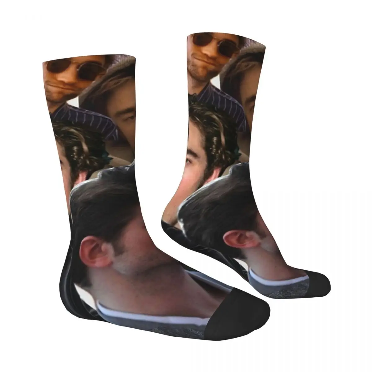 Robert Pattinson Collage Stockings Graphic Harajuku Socks Autumn Anti-Slip Socks Men's Running Warm Soft Socks