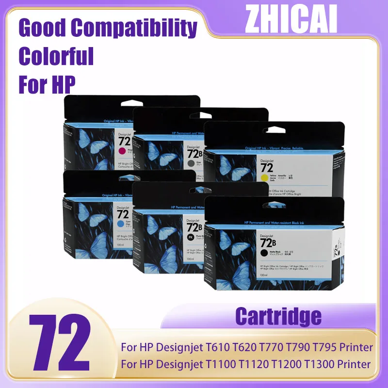 

Совместимые чернила 72 для картриджа hp 72B для принтера HP Designjet T610 T620 T770 T790 T795 T1100 T1120 T1200 T1300 для принтера HP 72