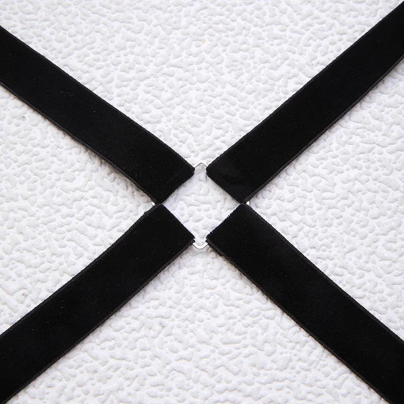 شريط مطاطي قوطي عتيق للنساء ، صليب فخذ أسود الساق ، حزام رباط قابل للتعديل ، جسم متعدد الاستخدامات ، مجوهرات Y2K للشاطئ #5