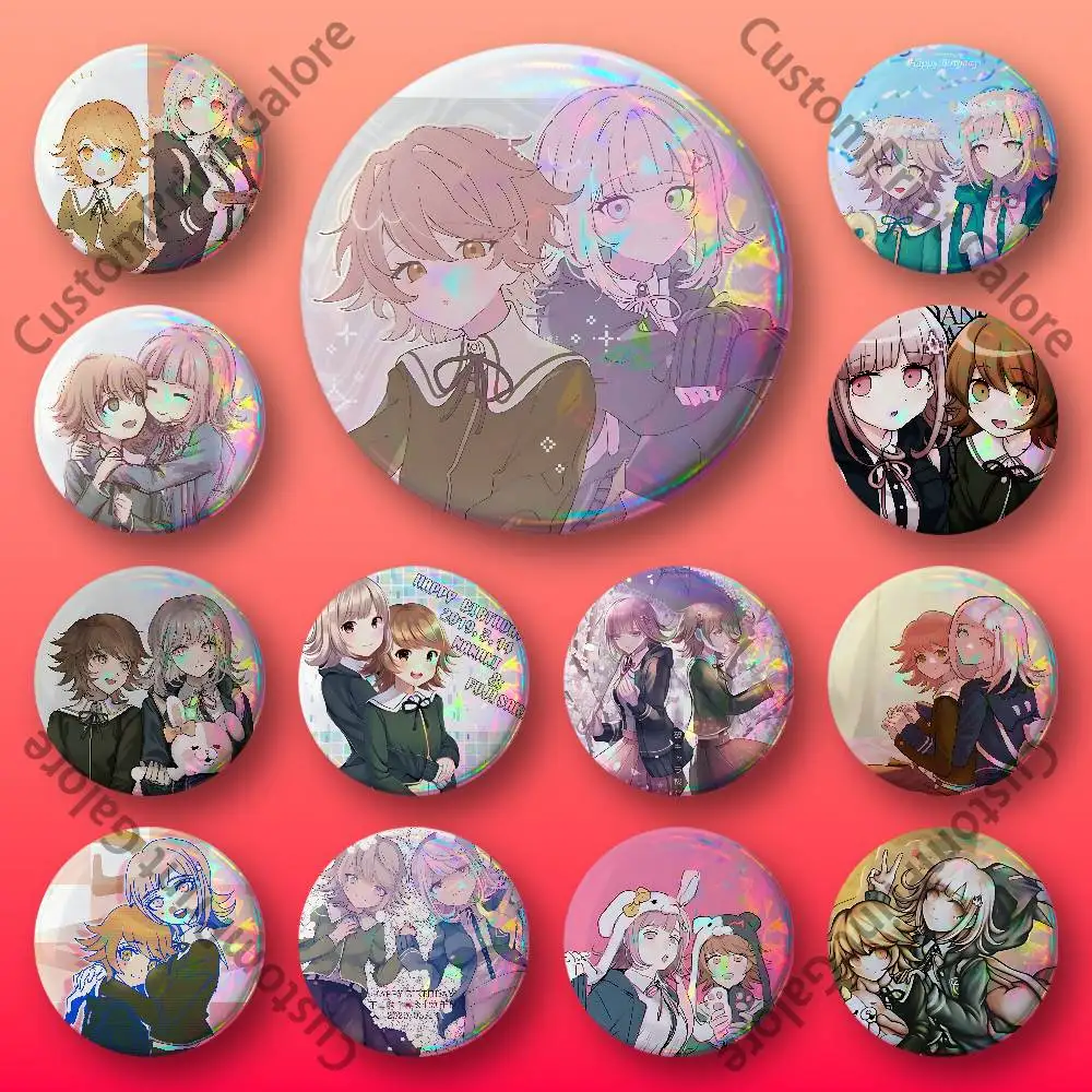

Fujisaki Chihiro Chiaki Chiakiro Badges 58 44 32 75 25 mm Enamel Pin Tinplate Round Brooch Cosplay Nijigen Otaku Culture