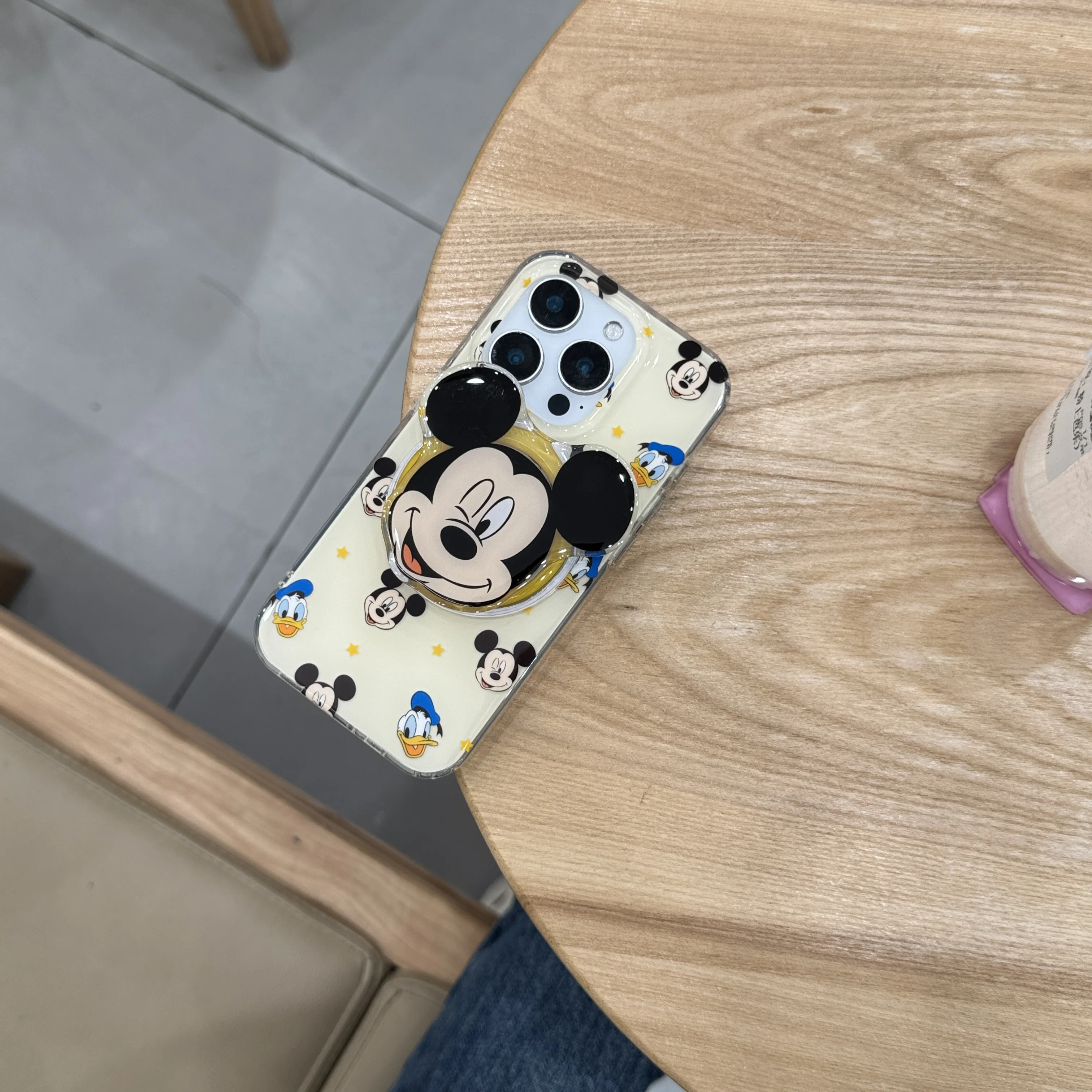 كارتون ديزني لدونالد داك ميكي ماوس شفط المغناطيس شل قوس جراب هاتف مريح آيفون 16 13 14 15 ProMax