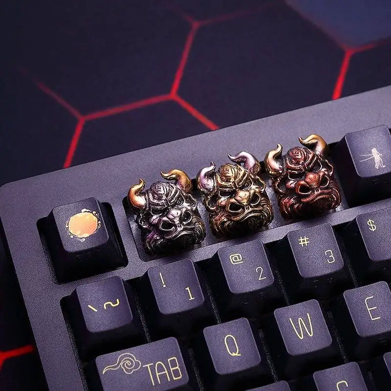 Bull Demon King Retro Personalized Keycaps Cool Interesting Creative Keycap Metal Pure Copper for MX Mechanical Keyboard