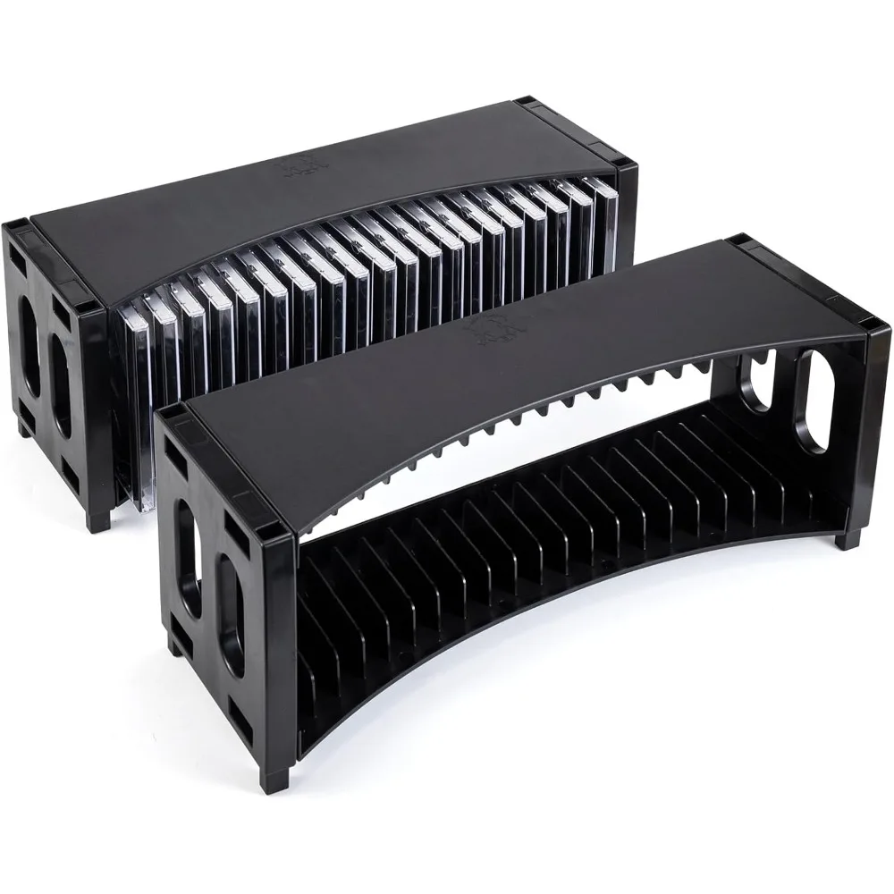 

CD Storage Rack - 2 Pack ABS Organizer Holds 40 Slim CD Cases, Ideal for Home, Office, Music Room