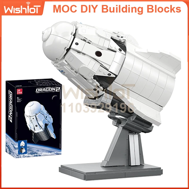 JJ9232 Sky Dragon 2 Spaceship Building Kit 852pcs Futuristic Aircraft Model for Space Exploration Enthusiasts for Kids DIY Gift