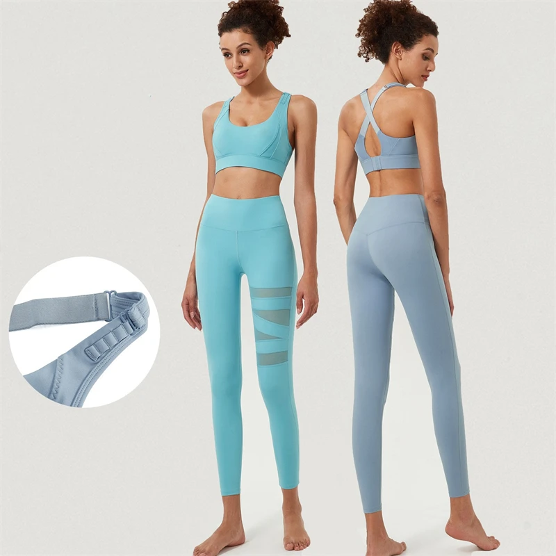 New Design 2 PCS Women Gym Yoga Set Quick Dry Running Workout Clothes Breathable Fitness Set