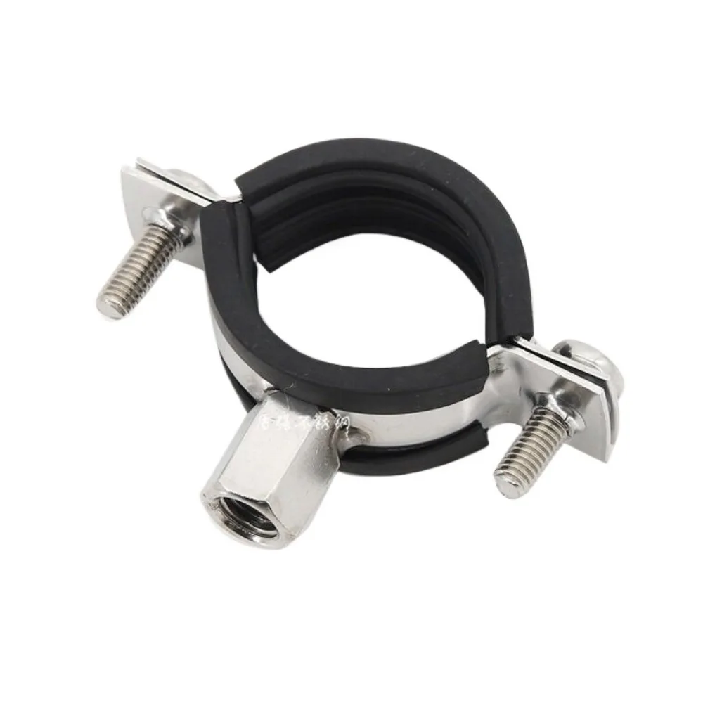 304 Stainless Steel Pipe Clamp Bracket M8 M10 Female Thread 13-59mm Rubber Lined Hanger PPR PVC Water Plumbing Fixing Support