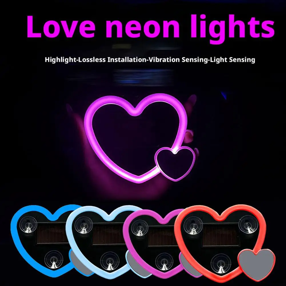 New Car Solar Sheart-shaped Decorative Lights LED Triangular Car Window Lamp Atmosphere Lights Interior Decoration N6Q2