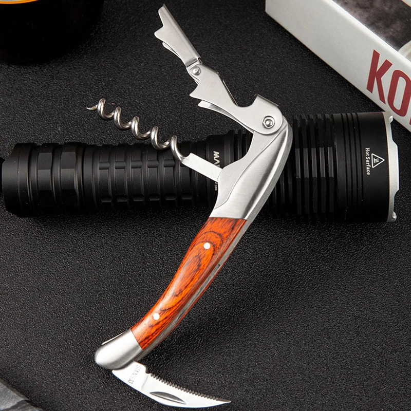 Beer wine opener portable wine knife,hippocampus Corkscrew,Bartender with Foil Cutter, Manual Wine Bottle Opener Double Hinged