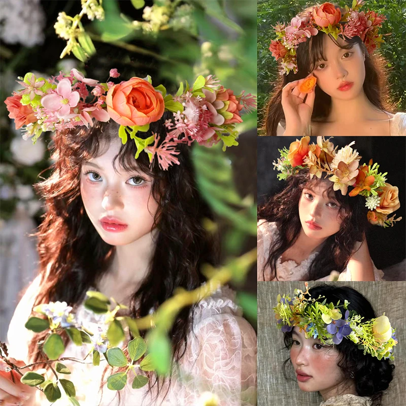1 قطعة الزهور البوليستر الزهور الاصطناعية الأزهار تاج خوذة لالتقاط الصور الفوتوغرافية الزفاف التصوير الفوتوغرافي مناسبة خاصة #2
