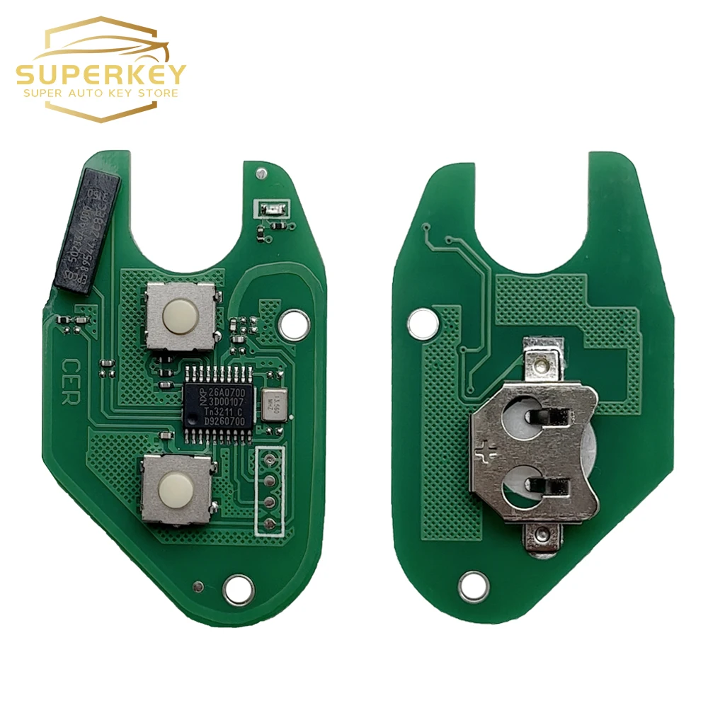 SUPERKEY 원격 자동차 키 포브, 르노 트래픽 마스터, 비바로, 모바노, 캉구, 2 버튼, 433MHz, ID46 칩, PCF7946, NE73, VAC102 블레이드