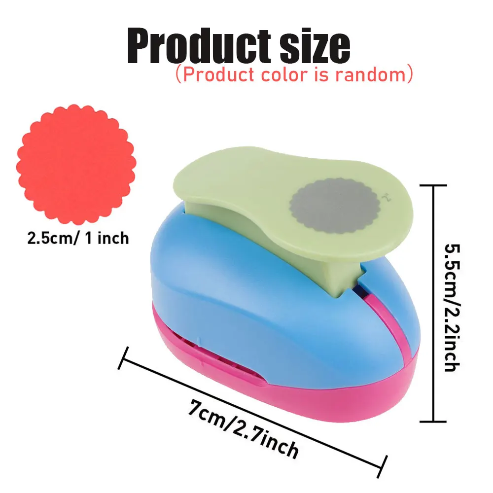 Wavy round hole punch, 2.5cm craft hole punch, suitable for card making, scrapbooking and DIY craft projects (random color).