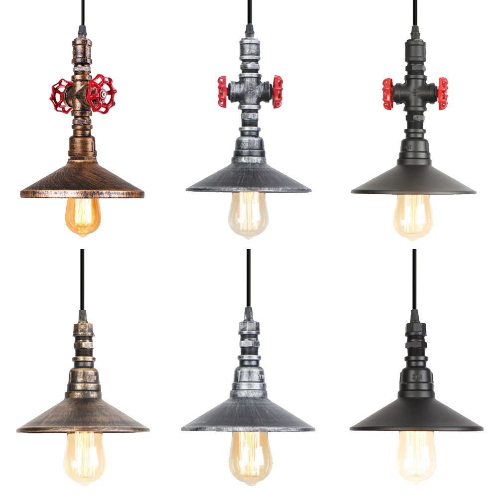 Industrial Pendant Light Fixture Vintage Retro Water Pipe Handing Lamp Lighting Lampshade Lamp Restaurant Kitchen Home Decor E27