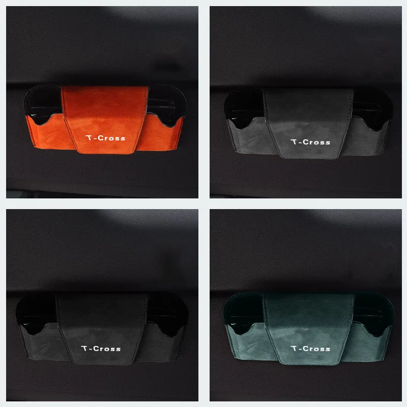 

Car Sun Visor Storage Box Storage Bag Glasses Suede Sunglasses Case Holder for Volkswagen VW T-Cross T Cross Car Accessories
