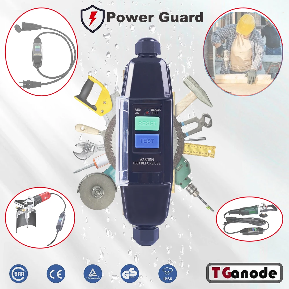 Rewireable RCD Safety Protector,Used For Building Construction,Power Tools,Work in Damp Environment Electric shock protection