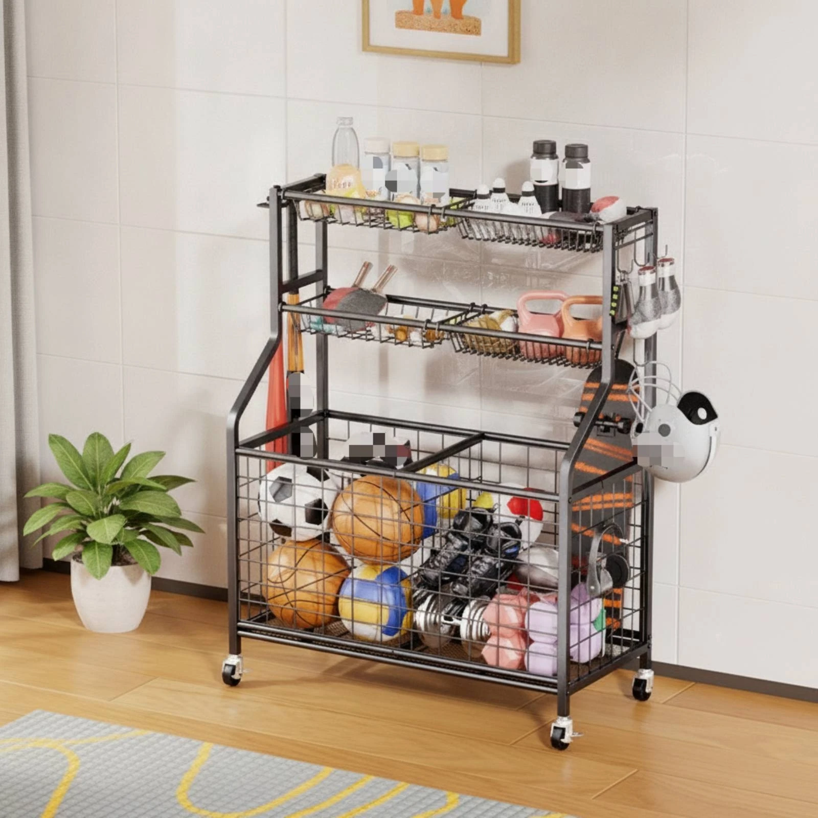 ローリングスポーツボール収納カート メッシュボール収納ラック - Sports Equipment Cart のレビューと価格