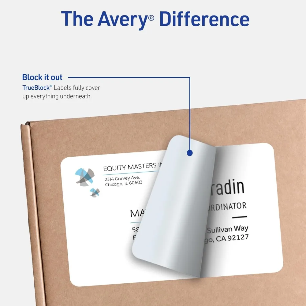 Avery 5.5 x 8.5 White Half-Sheet Shipping Labels, 1000 Pack, Customizable Stickers for Laser Printers