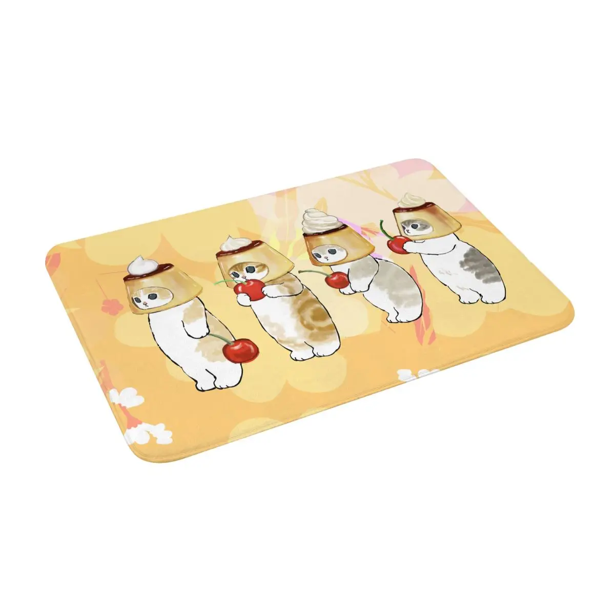 Cute pudding ice cream cat Soft Bath Mat Non-Slip lovely kitten mofusand Absorbent Mat for Living Room Washable drop shipping