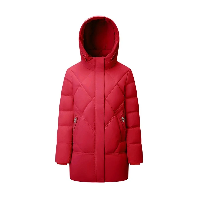 Chericom 여성용 다운 재킷 2025 겨울 새 컬렉션 솔리드 따뜻한 후드 다운 코트 통근 캐주얼 긴 소매 코트 Y309305Y