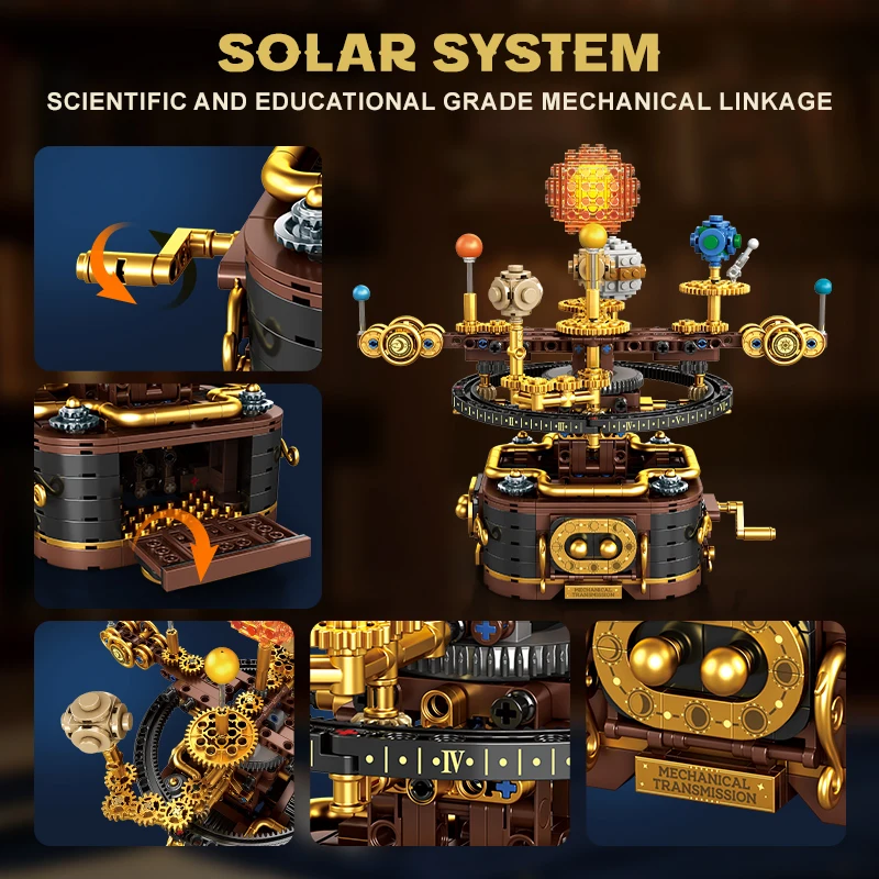 ชุดตัวต่อระบบสุริยะจักรวาลแบบกลไก - ของเล่นเพื่อการศึกษาด้านสถาปัตยกรรม STEM และของขวัญคริสต์มาสสำหรับเด็ก