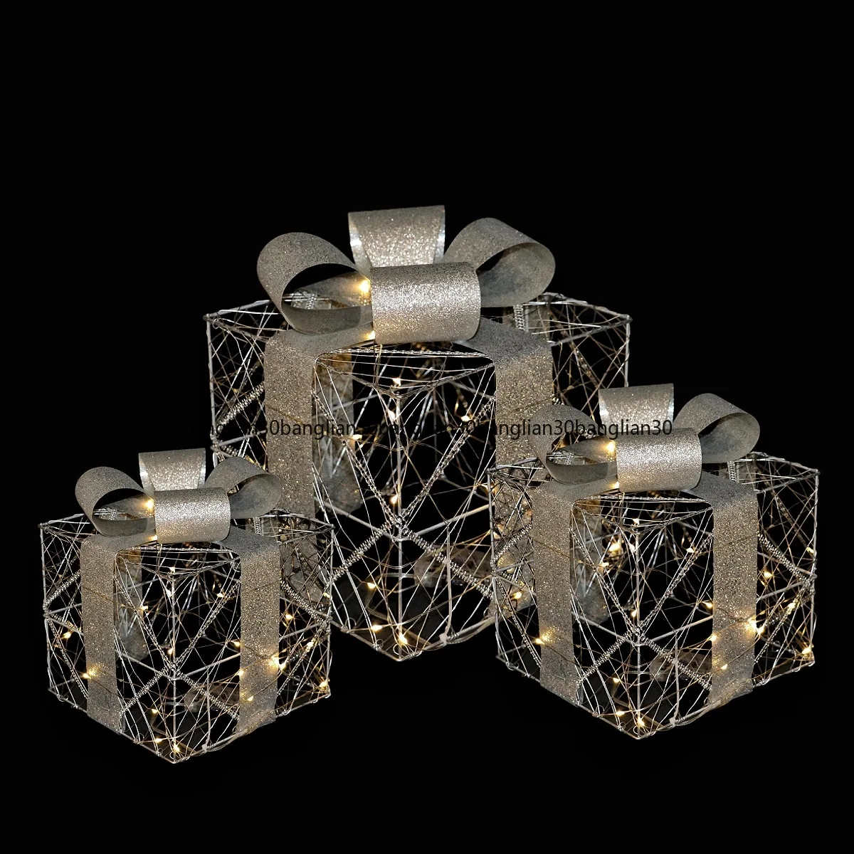 Christmas Decoration Gift Box Three-piece Christmas Tree Decoration Ornament Shopping Mall Hotel Window Decoration
