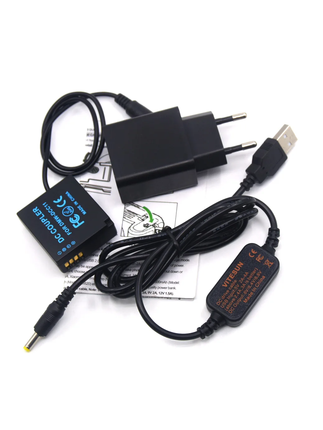 18W Charger+USB DC Cable+BLG10 BLE9 Dummy Battery for Lumix GF5 GF6 GX80 GX86 GX7 Mark II ZS60 70 S6 TZ100 Camera DCC11 Coupler