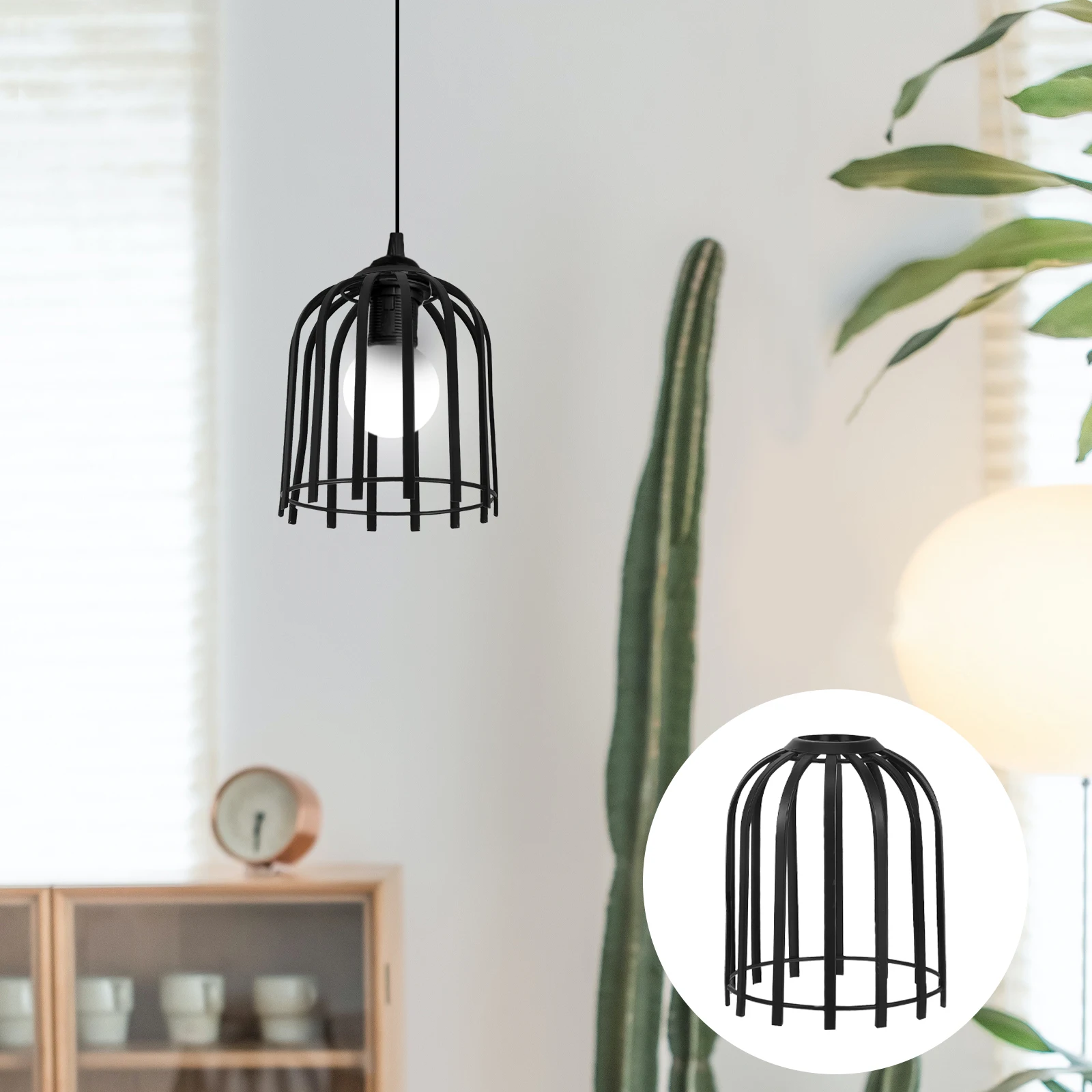 

Iron Wire Lamp Shade Durable Easy Clean Geometric Design For Living Room Bedroom Ceiling Cage Pendant Fixture Cover