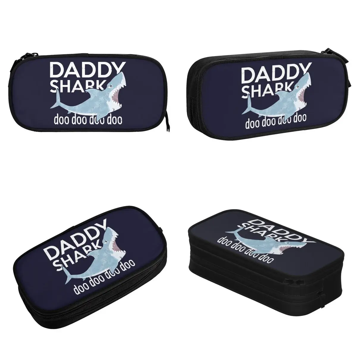 Vintage Daddy Shark Doo Doo Pencil Case Happy Fathers Day Gifts Pen Holder Bag Student Big School Supplies Cosmetic Pencil Pouch