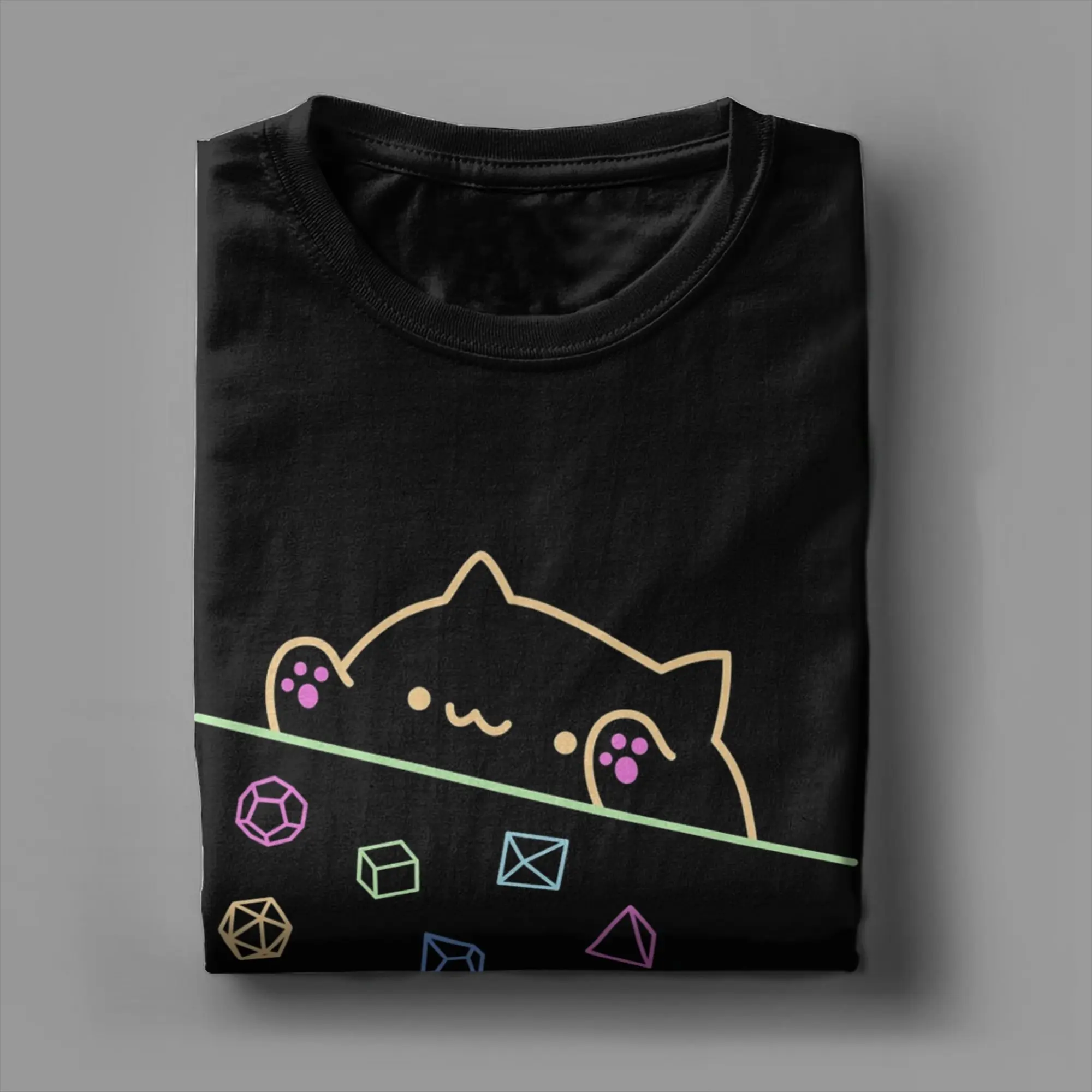 Neon DnD Cat Dungeon and Dragon Meowster T-Shirt for Men  Fun 100% Cotton Tee Shirt Short Sleeve T Shirts Summer Clothes