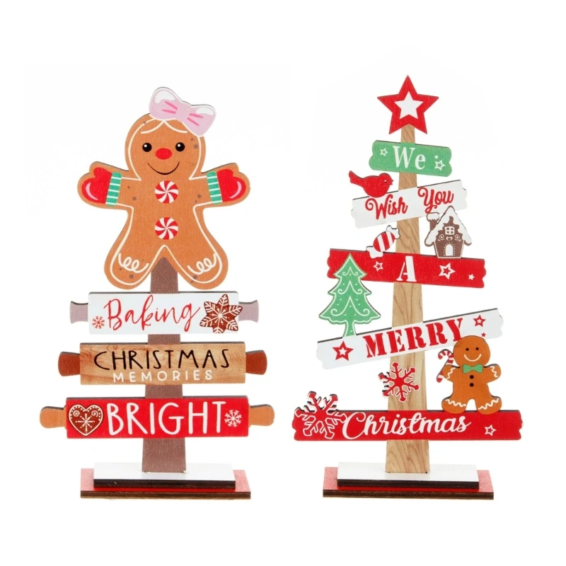 Gingerbreads Man Christmas Tree Sign Decoration for Office and Shop Display