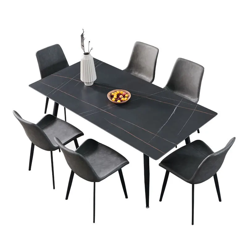 

#For Marble dining table and chair combination simple modern Nordic restaurant rock slab rectangular table dining table