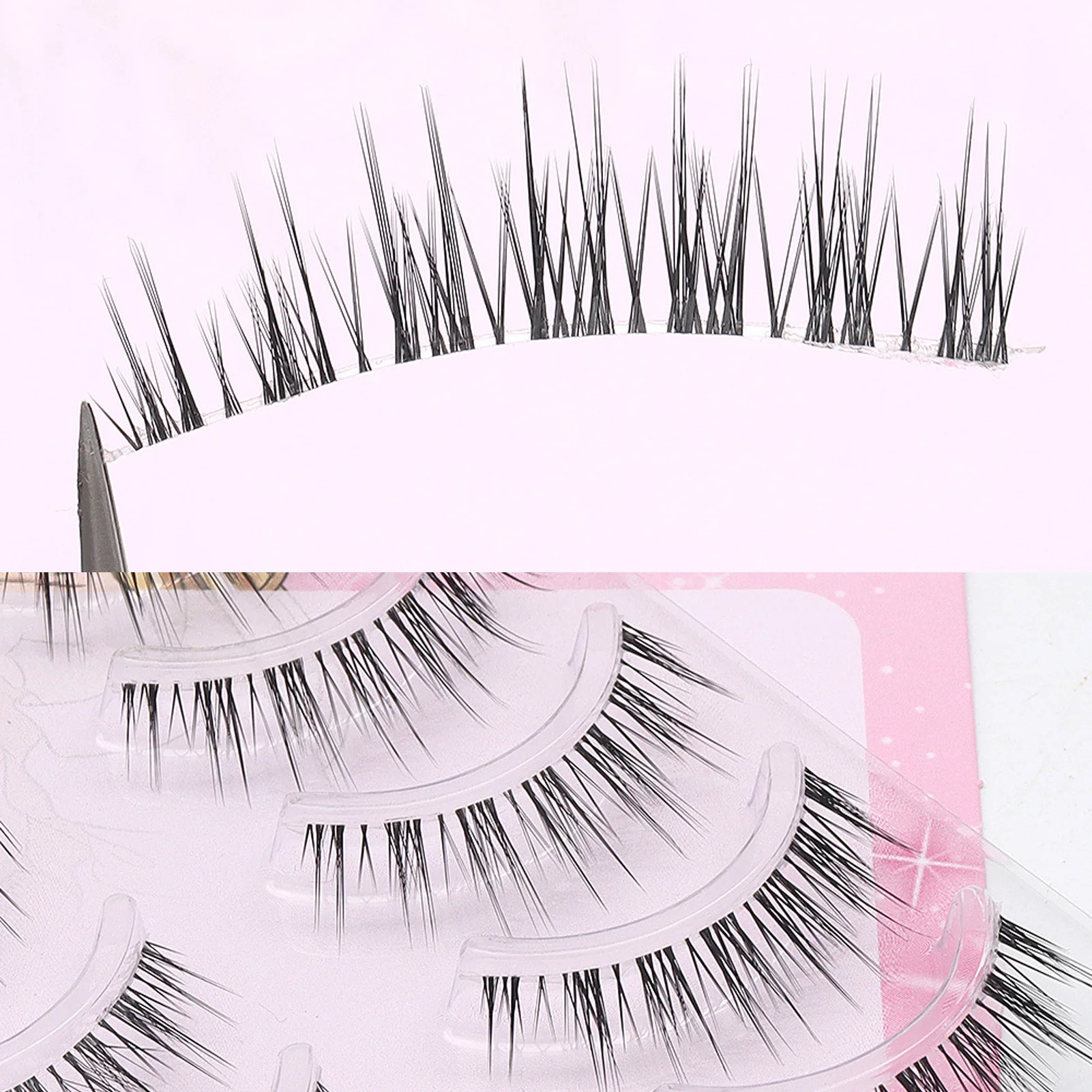 Sztuczne rzęsy w formie pasków, naturalne, z przezroczystym paskiem, miękkie, do codziennego użytku, w stylu koreańskim, do samodzielnego makijażu.