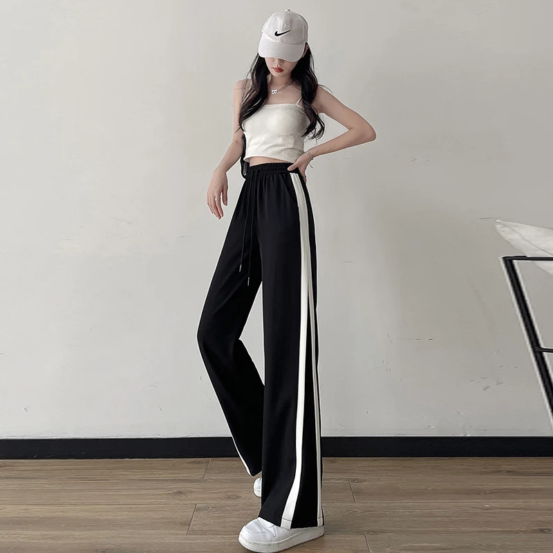 YANLONG Large Size High Quality New Sweatpants Women's Summer Thin High Waist Drape Casual Straight Leg Wide-Leg Pants