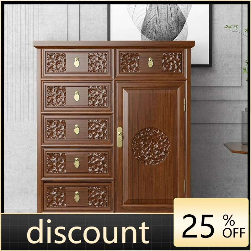 LTT Home Office Fingerprint Password Cabinet New Chinese Entrance Solid Wood Cabinet Living Room Bedroom Bedside Safe